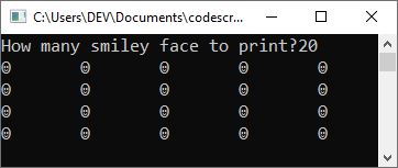 print smiley faces in c++