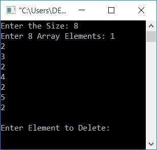 remove element from array c++