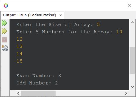 Java Program To Count Even And Odd Numbers In An Array