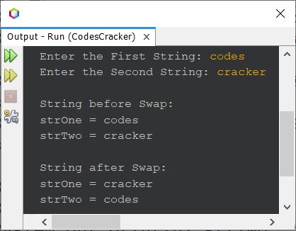 Java Program swap two strings