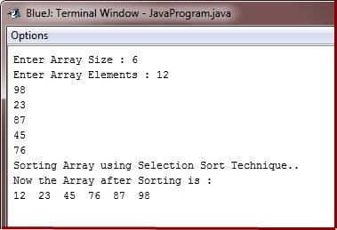 C Program Of Selection Sort Using Array