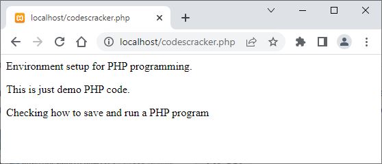 PHP environment setup example program output