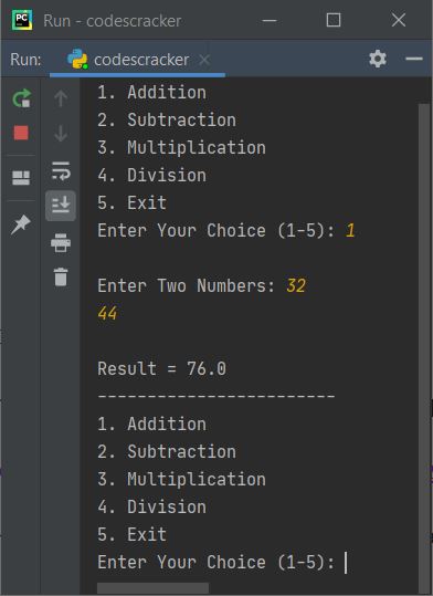 calculator program python