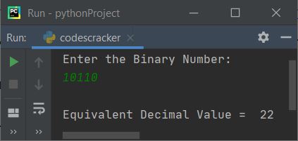 convert binary to decimal python
