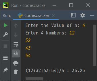 Python Program to Calculate Average of Numbers