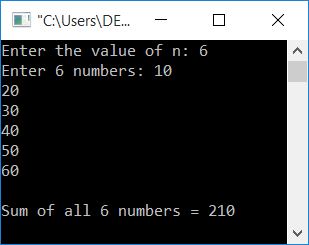 add n numbers in c