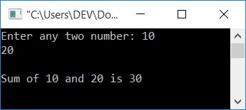 add two numbers in c