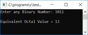 c binary to octal using function