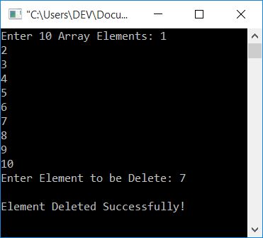 c delete element in array