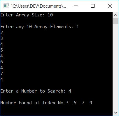c linear search for more numbers