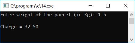 c program parcel charge with parcel weight