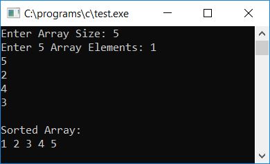 c program sort array insertion sort