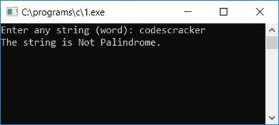 c program string palindrome or not