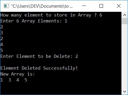 delete element from array c