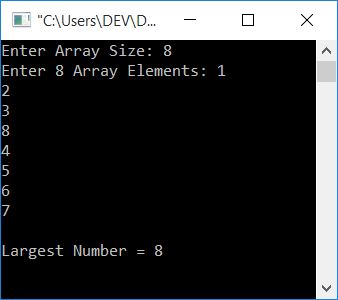 find largest number in array c