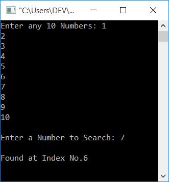 linear search in c