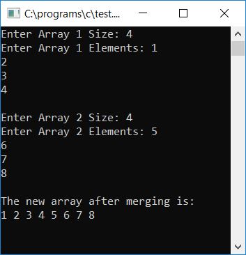 merge two array c language