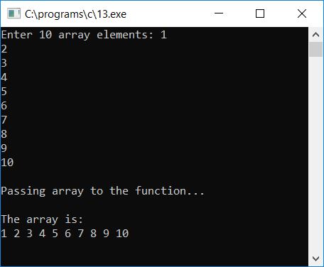 pass whole array to function in c