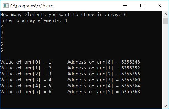 print array variable address c program