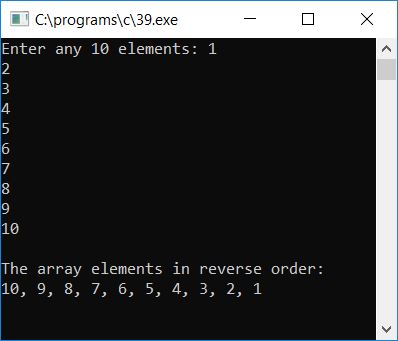 reverse array elements in c