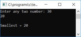 smallest number using ternary operator c