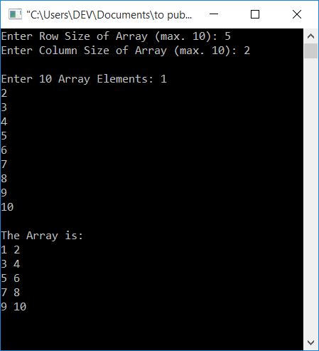 two dimensional array program in c