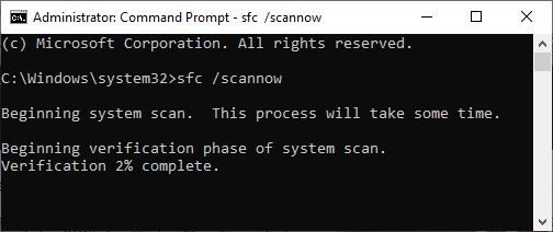 started scan of computer using cmd