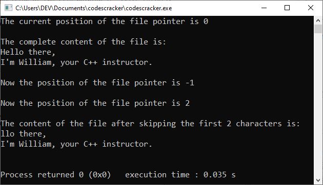 C++ file pointer random access program