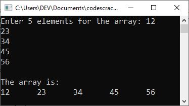 c++ one dimensional array program