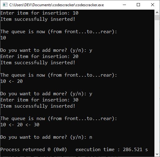 c++ queue example program