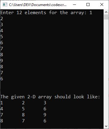 c++ two dimensional array example