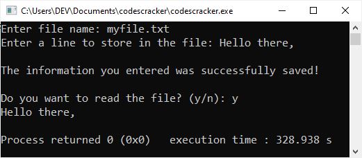 error handling in C++ program