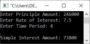calculate simple interest in c++