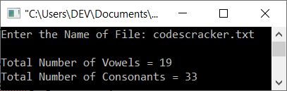 c++ count vowels consonants in file