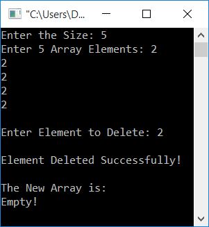c++ delete element from array