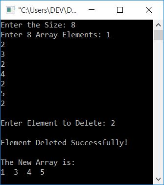 c++ delete number from array
