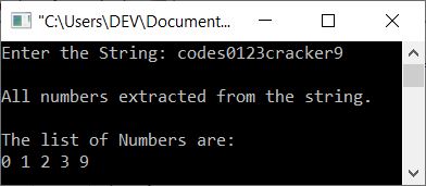c++ extract get print numbers from string