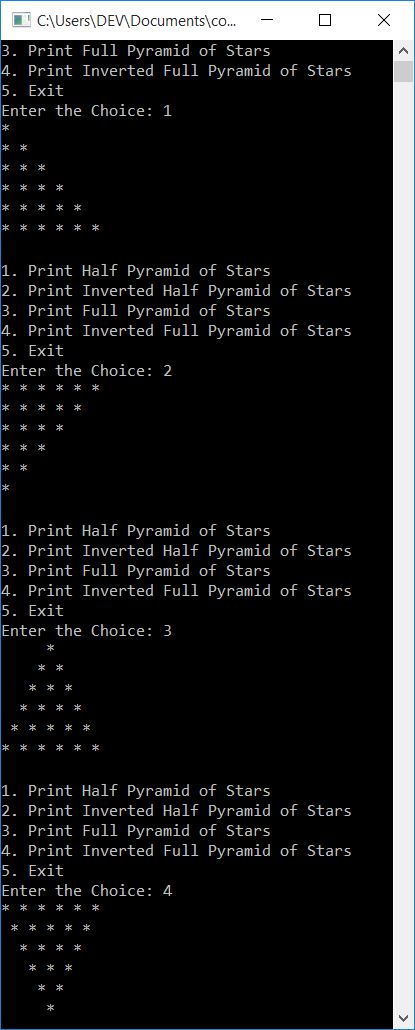 c++ print pattern of stars