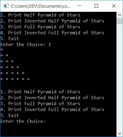 c++ print pyramid of stars