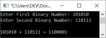 c++ program add binary numbers