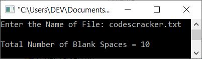 c++ program count blank spaces in file