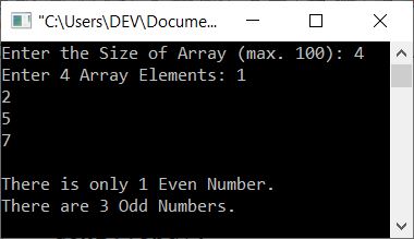 c++ program count even odd numbers array