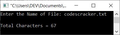 c++ program count total characters in file