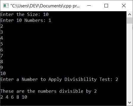 c++ program for divisibility test