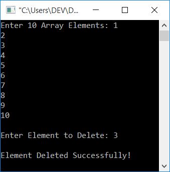 delete element from array c++