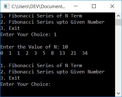 fibonacci series program using function c++