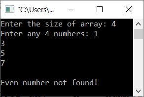find even numbers in array c++ program