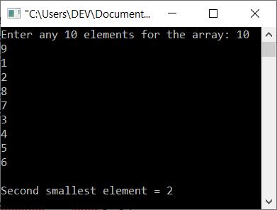 find second smallest element c++ program