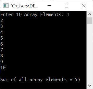 find sum of array elements c++