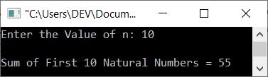 find sum of first n natural numbers c++